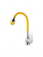 Смеситель кухня MELODIA Ostessa картр.д.40мм гибкий излив с лейкой 2 реж. жёлтый/хром MDV40616Yellow