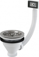 Донный клапан сифона для мойки 1 1/2 с нержавеющей решеткой Ø115 и гофропереливом A38 Alcadrain