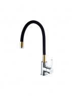 Смеситель для кухни Ledeme гибкий излив чёрный золото L4898-10