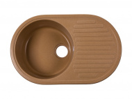 Мойка Rossinka для кухни из исскуственного камня круглая, с сифоном RS74-46RW-Beige
