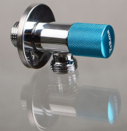 Кран угловой хромированный 1/2" Н-Н керамический затвор Terma ручка круглая Blue