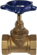 Вентиль латунный ДУ40 15Б3Р син.ручка А50