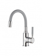 Смеситель умывальник LEDEME силиконовый излив серый/хром L1399-9