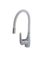 Смеситель кухня MELODIA Ostessa картридж д.40мм гибкий излив белый MDV40615White без подводки