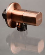 Кран угловой 1/2" Н-Н керамический затвор Terma ручка квадратная Red bronze