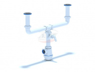 Сифон АНИ Грот 1.1/2 х 40 двойной разноуровневый с отводом для стиральной машины А4000