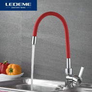 Смеситель для кухни Ledeme гибкий излив красный L4898-1