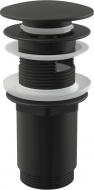 Донный клапан Click Clack 1 1/4 цельнометаллический с переливом и большой черной заглушкой A392Black