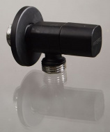 Кран угловой хромированный 1/2" Н-Н керамический затвор Terma ручка квадратная Black