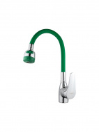 Смеситель кухня MELODIA Ostessa картр.д.40мм гибкий излив с лейкой 2 реж. зеленый/хром MDV40616Green