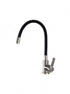 Смеситель кухня LEDEME картридж 35мм нержавейка гибкий шланг черный L74004-2