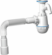 Сифон АНИ Грот 1.1/2 40 литой выпуск с отводом с универс. гофрой 40/50 A2015